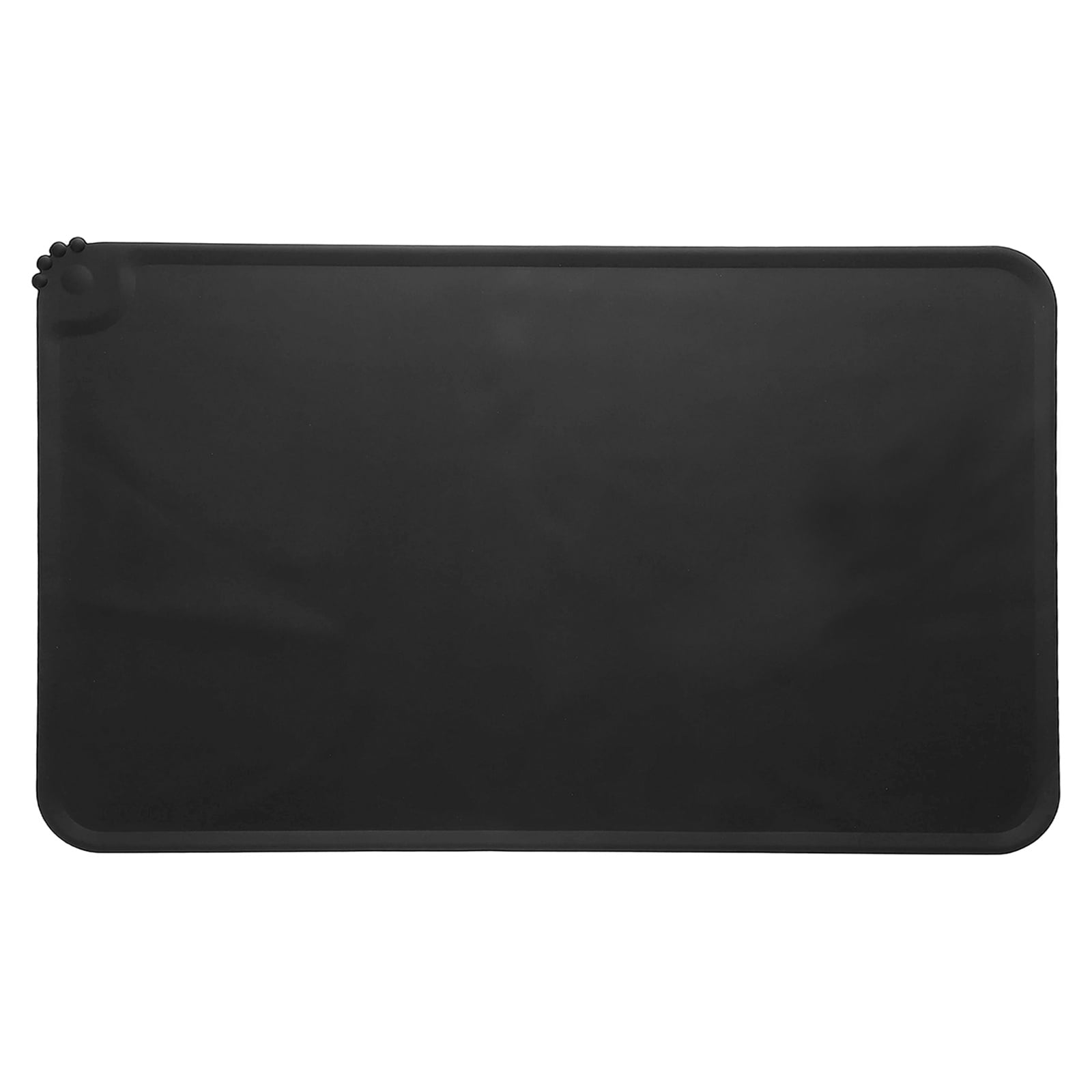 Uxcell Cat Food Mat 19x12 Inch Silicone Pet Feeding Mat Non-Slip Paw Print Style Waterproof Dog Water Bowl Tray Raised Edge Protects Floors (1Pcs Black) Intended for Pets Bowl/Fountain