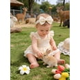 thumbnail image 3 of Happy Town Infant Baby Girl Summer Clothes Sleeveless Romper Dress 3-24M Toddler Girl Bodysuit with Headband, 3 of 9