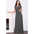 thumbnail image 2 of KOH KOH Long V-Neck Flowy Cap Short Sleeve V-Neck Bridesmaid Wedding Guest Party Formal Summer Sundress Tall Gown Maxi Dress Dresses For Women Pewter Gray Grey Medium US 8-10 NT074, 2 of 7