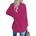 thumbnail image 6 of TKLPEHG Womens Tunic Tops Crew Neck Basic Tunic Tops Fall Tops Solid Color Casual Comfy Lightweight Loose Fashion Long Sleeve T Shirt Pullover (Hot Pink,S), 6 of 7