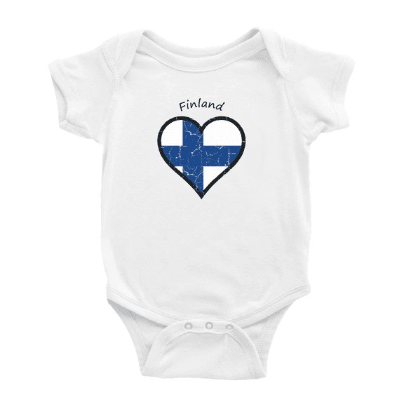Finland Flag Heart Love Cute Baby Clothing Bodysuits Boy Girl Clothes