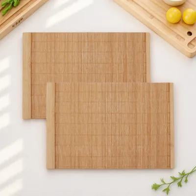 BESTOYARD 2Pcs Table Place Mats Bamboo Wood Anti-Slip for Dining Table Use