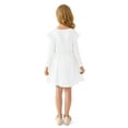 thumbnail image 3 of Actgleam Girls Ruffle Long Sleeve Dress Knit Cute Casual with 2 Pockets Dresses,White,11-12Years, 3 of 10