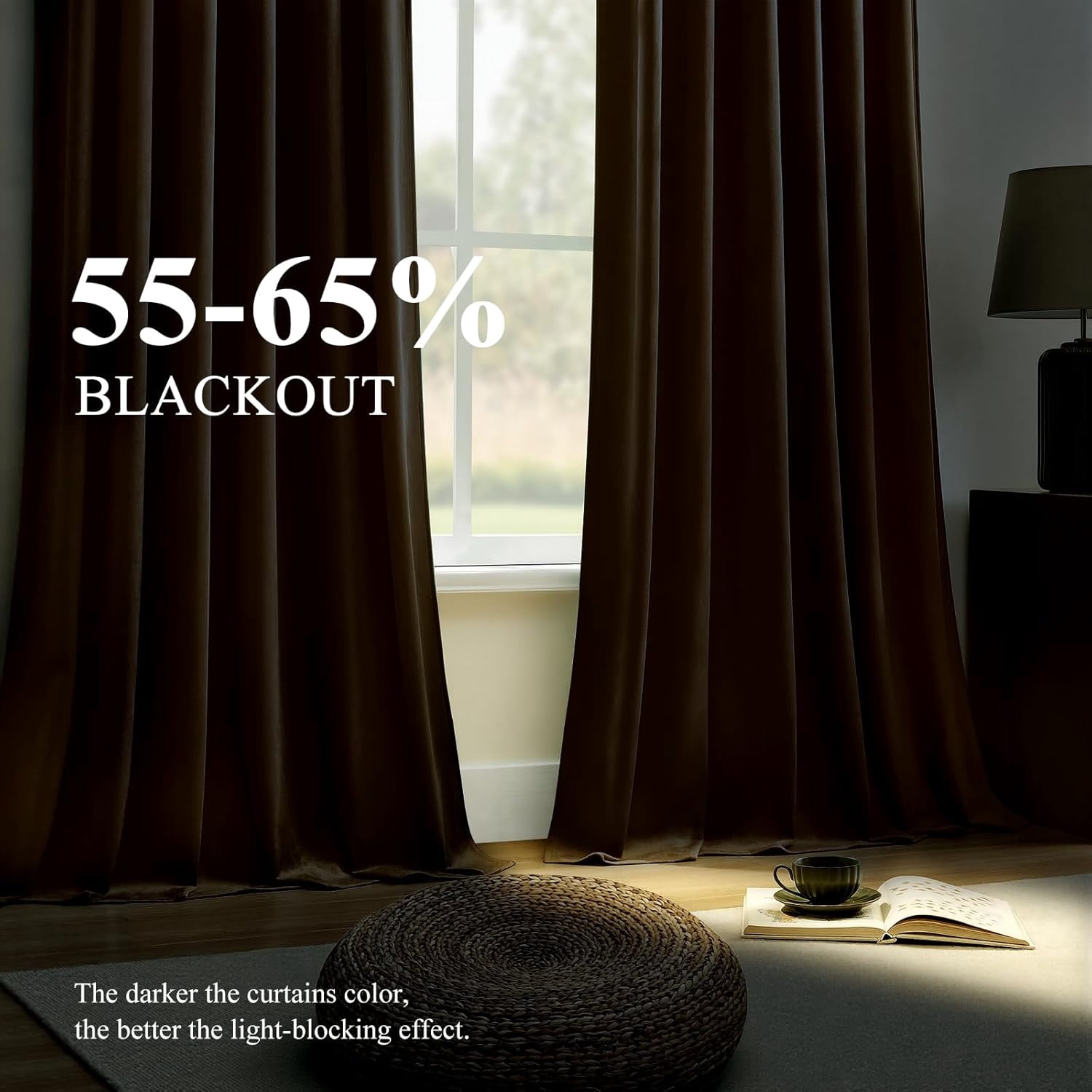Galenzoov 52*90 inch 2 Panels Velvet Curtains for Home, Room Darkening Heat Blocking Blackout Window Curtains Back Tab Rod Pocket Drapes for Bedroom,Living room,Office,Gold Brown
