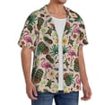 thumbnail image 2 of Balery Tropical Mask Flamingo Camisa Casual de Manga Corta con Botones para Hombre, Texturizada, Estilo Cubano, para Playa, Verano-4X-Large, 2 of 5