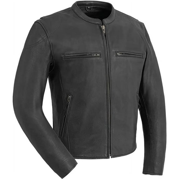 First Mfg Co - Indy - Men's Motorcycle Biker Riding Black Leather Jacket - 3X Large