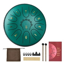 VEVOR Steel Tongue Drum, 6 in 11 Notes Rain Drum for Outside Garden, D Major Musical Drums with Music Book & Mallets, Percussion Instrument for Meditation Yoga Beginner Musical Education, Green