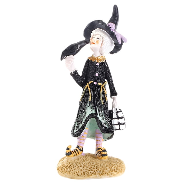 Bewitching Halloween Witch Doll Statue Decorative Tabletop Figurine Resin Home Desktop Decor