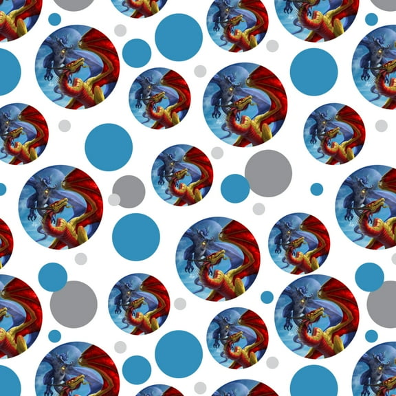 Dragon Fight Slash and Burn Fantasy Premium Gift Wrap Wrapping Paper Roll