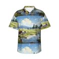 thumbnail image 1 of Fotbe Pasture Cow Camisa Hawaiana para Hombre Unisex – Camisa Casual de Verano con Botones de Manga Corta de Algodón y Lino,X-Large, 1 of 7
