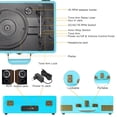 thumbnail image 4 of Reproductor de discos portátil de vinilo Bluetooth de 3 velocidades con altavoces integrados, tocadiscos, sonido de audio mejorado, piel sintética, vintage, 4 of 8