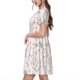 thumbnail image 2 of Sikiie Rabbit Forest Print Women's Short-sleeved Dress, Round Neck Slim Knee-length Dress, Summer Clothing Suitable for Daily Leisure and Vacation, 2 of 6
