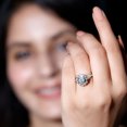thumbnail image 4 of Certified Moissanite Engagement Ring for Women with Halo (D-VS1 Quality), 10K White Gold, US 5.25, 4 of 9