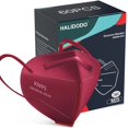 thumbnail image 1 of Mascarilla facial HALIDODO KN95 de 5 capas, envuelta individualmente, 60 unidades, color rojo, 1 of 7