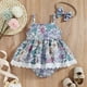 thumbnail image 4 of Body de bebé Odeerbi Conjunto de canastilla Monos para niñas pequeñas moda estampado de flores Tirantes de encaje Mono con lazo tocado traje multicolor, 4 of 9
