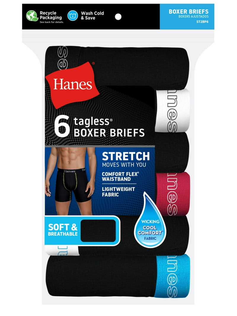 Hanes Men's Boxer Briefs Cotton Stretch Moisture-Wicking Underwear