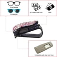 thumbnail image 3 of Soporte para gafas de sol para visera de coche, paquete de 2, soporte para gafas con clip para colgar, soporte para gafas para coche con cristales brillantes y clip para tarjetas y billetes, 3 of 8