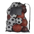 thumbnail image 6 of 2Pcs Drawstring Sports Ball Bag Football Mesh Bag Basketball Backpack Football Soccer Volleyball Ball Storage Bags Swimming Gear Bag (2Pcs Black,L), 6 of 6
