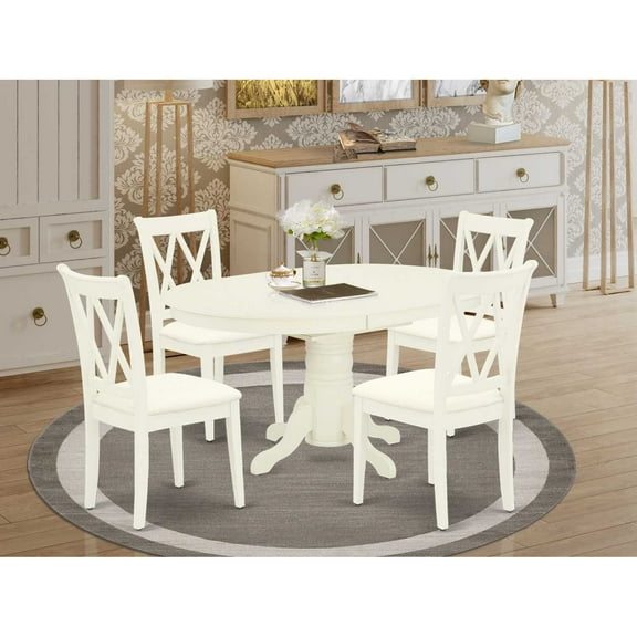 East West Furniture Dining Room Set Linen White, AVIP5-LWH-C