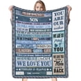 thumbnail image 2 of LHSHID Personalized Custom Name Message Text Blanket from Dad & Mom to Our Amazing Son You are Our Sunshine We Love You Throw Blanket, 2 of 5