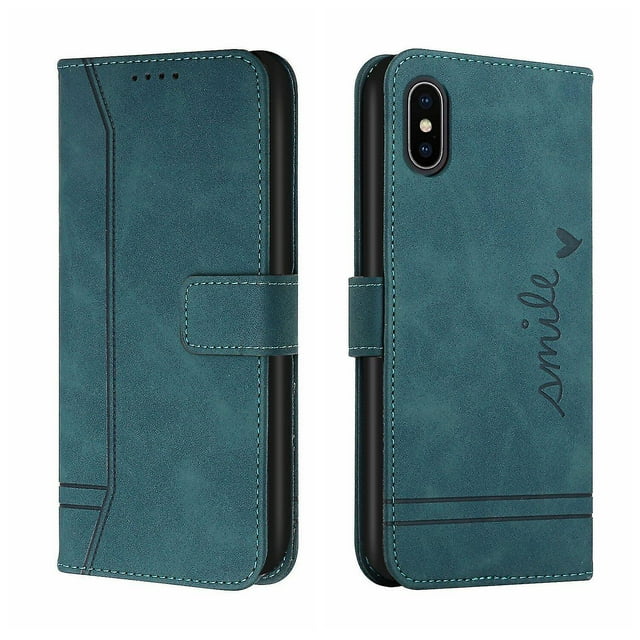 Funda con tapa estilo vintage para iPhone X/XS, ranura para múltiples tarjetas, protección total, estilo retro, material PU+TPU
