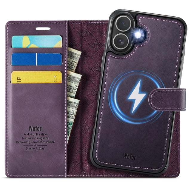 Funda tipo cartera Wefor compatible con iPhone 17 con Magsafe Purple