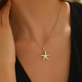 thumbnail image 3 of Collier Pendentif Étoile de Mer Lune Plaqué Or NONAMOIS 18K pour Femmes Collier Ras du Cou Opale Blanche Ronde Collier Perle Fer à Cheval Porte-Bonheur en Acier Inoxydable, 3 of 7