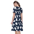thumbnail image 2 of Bixox Robe d'Été à Manches Courtes pour Femmes Robe Ample Longueur Genou avec Poches-Cygne, 2 of 7