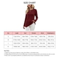 thumbnail image 6 of Wine Red Women's Long Sleeve Crewneck Tunic Top with Irregular Hem and Buttoned Trim for Casual Fashion, Size M, 6 of 6