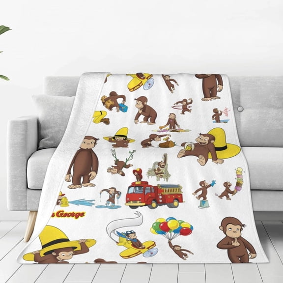 Cartoon George Style-4 Anti-Pilling Soft Warm Flannel Throw Blanket 60"x50" For Sofa Bed Home Blankets