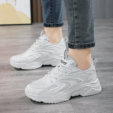 

Sehao Leisure Women s Lace Up Travel Soft Sole Comfortable Shoes Outdoor Mesh Shoes Runing Sports Breathable Shoes Pu White 7.5 US (Wide Widths Available)