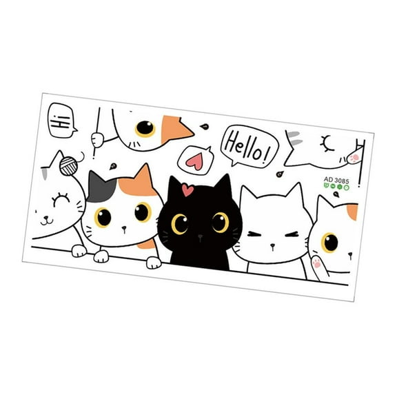 AOOOWER Reusable Children Room Decoration Door Sticker Cartoon Cats Kitten Pattern Removable PVC Decal Kindergarten Wall Decors
