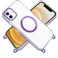 thumbnail image 4 of For Apple iPhone 12 /12 Pro Clear Magnetic Frame PC Back Shockproof Protective Case with Detachable Lanyard Strap, Compatible with MagSafe Cover, XPM Phone Case [Purple], 4 of 10