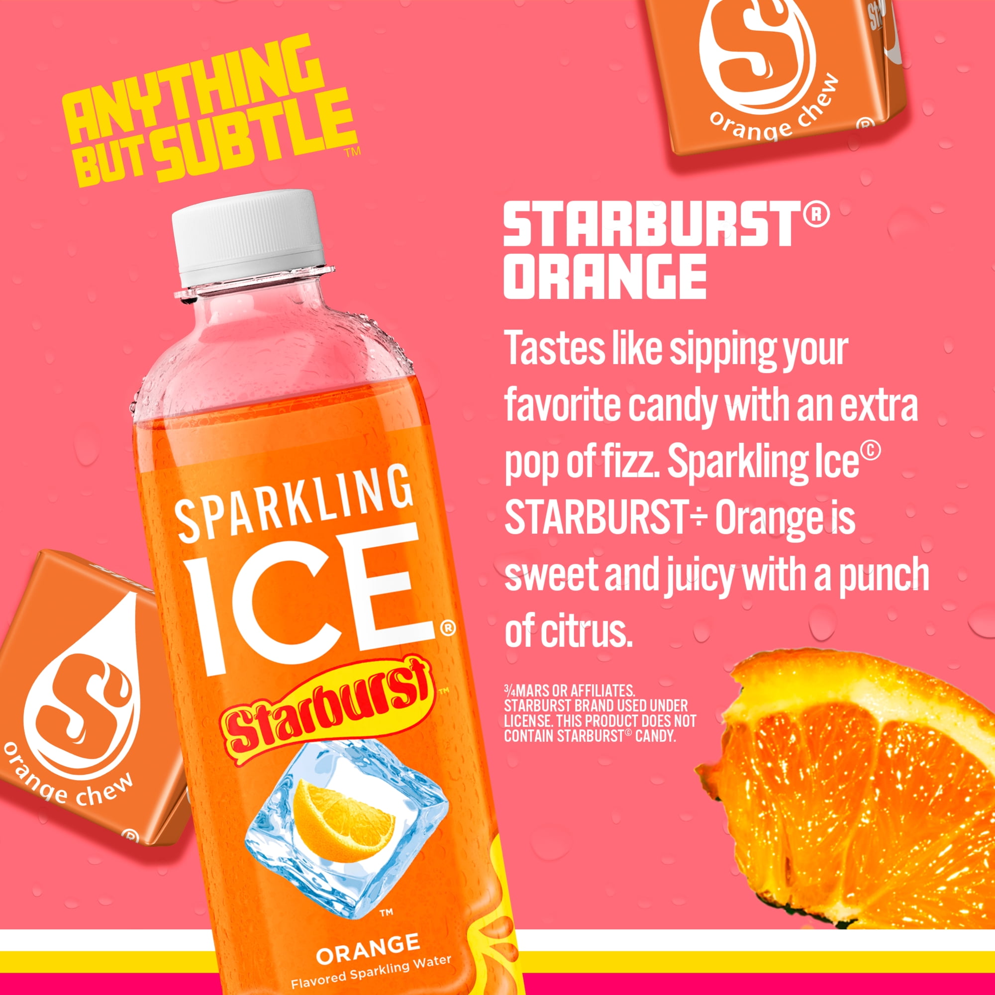 (5 pack) Sparkling Ice Starburst Orange Zero Sugar Flavored Water with Vitamins, Low Calorie, 17 fl oz Bottle