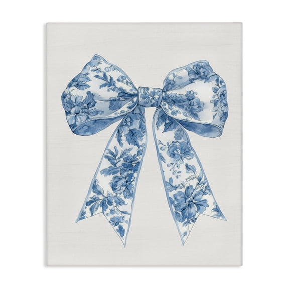 Soft Delicate Toile Bow Canvas Wall Art, design by Lettered and Lined