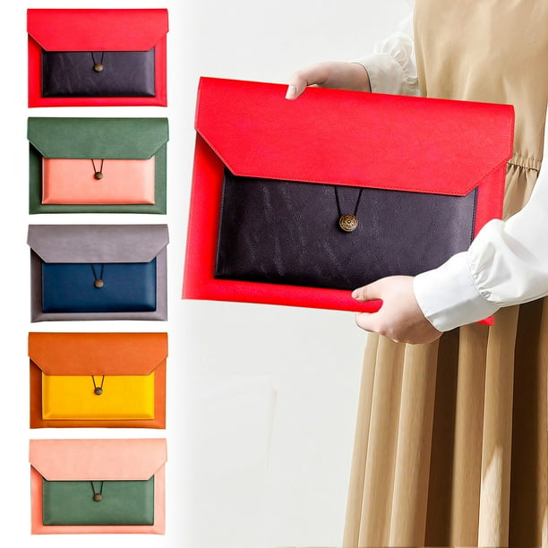 Fiudx Portadocumentos de Cuero A4, Diseño Impermeable, Múltiples Compartimentos para Documentos, Cierre a Presión Seguro, Elegante Almacenamiento de Oficina, Ideal para Reuniones de Negocios y Confer