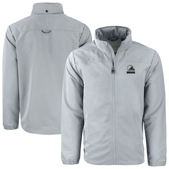 Men's Cutter & Buck  Gray Cleveland Browns Charter Eco Recycled Full-Zip Hoodie Jacket