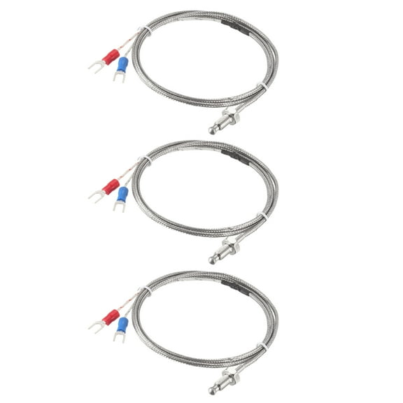 Uxcell 1 Meter M6 Thread Stainless Steel K-Type Thermocouple Temperature Sensor 3 Pack