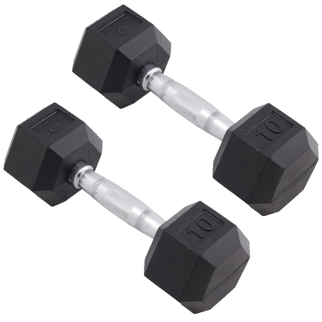 Par de mancuernas hexagonales de goma Body Sport de 10 lb