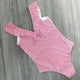 thumbnail image 5 of Traje de baño de una pieza Hanzidakd con volantes y rayas para mujer, monokini fruncido con cuello en V, rojo M, 5 of 6