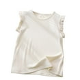 thumbnail image 1 of Posijego Girls Ruffle Tank Tops Ribbed Knit Sleeveless Shirts Casual Summer Cotton Tops Size 3-12 Years, 1 of 3