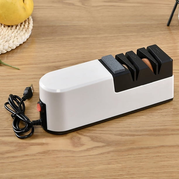 Afilador de Cuchillos EléCtrico RáPido USB Afilador Ajustable AutomáTico 3 Etapas para Cuchillos Tijeras Afilador DoméStico