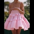 thumbnail image 4 of Vestido de Verano para Mujer, Minivestido Corto Holgado Sin Mangas con Tirantes Finos Ajustables Rosa M, 4 of 8