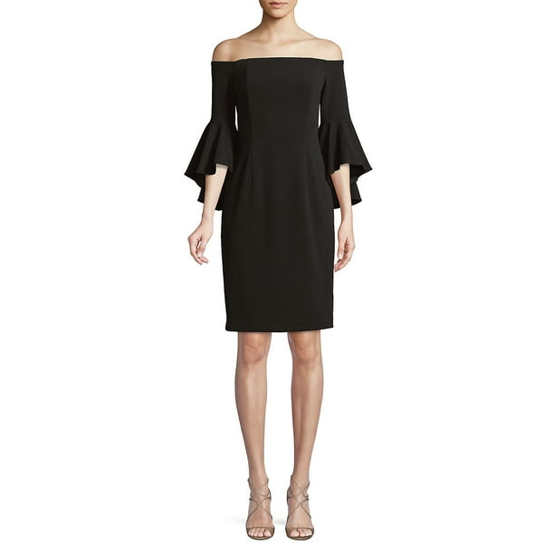 calvin klein off the shoulder ruched gown