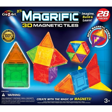 UPC 884920352537 product image for Magrific 28 Piece Multi-color Magnetic Tiles Set | upcitemdb.com