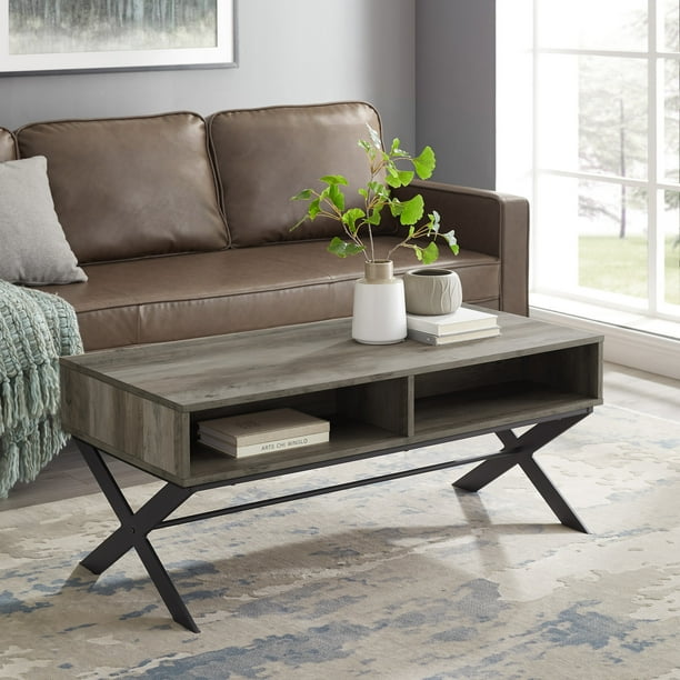 Roanoke Modern XLeg Grey Wash Coffee Table by Manor Park