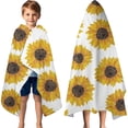 thumbnail image 3 of White Yellow Sunflower Pattern Hooded Bath Towel，60"x35" for Ages 3 To 12 Kids, Quick Dry Lightweight Soft Microfiber Hood Beach Towel Cover Up for Kids, 3 of 7