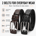 thumbnail image 2 of TRISJEM Men's Double Prong Belt, Big & Tall 39"-41" Waist, Textured PU Leather Belt with Breathable Elongated Slots, Adjustable Casual Work Belt for Jeans Work Pants, Black Dark Brown Orange, 3 Color, 2 of 8