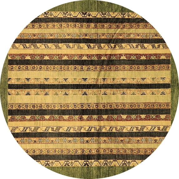 Ahgly Company Indoor Round Abstract Brown Modern Area Rugs, 8' Round
