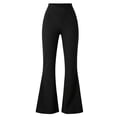thumbnail image 6 of LIaqionyy Women's Flare Yoga Pants Stretch Casual Ribbed High Waist Leggings Solid Color Bootcut Bottom Pant with Pockets, 6 of 6
